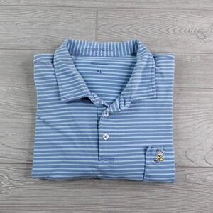 B Draddy Winged Foot Golf Club Polo Shirt Men's Size XL Cotton Blue Striped